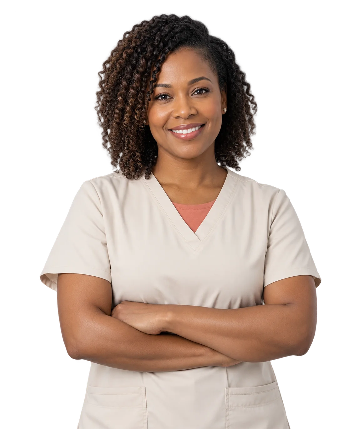 A registered nurse ready to support patients and caregivers after discharge